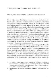 Valera, traductor y teórico de la traducción / Leonardo Romero Tobar | Biblioteca Virtual Miguel de Cervantes