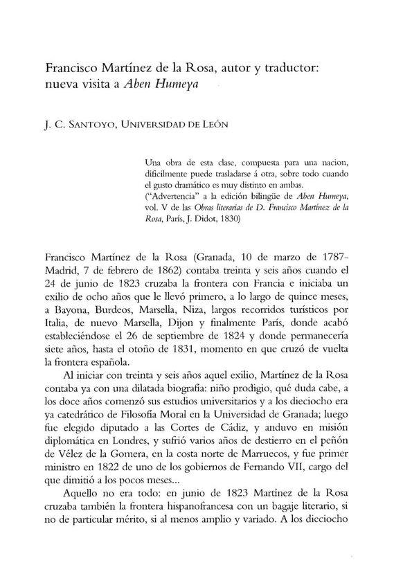 Francisco Martínez de la Rosa, autor y traductor: nueva visita a "Aben Humeya" / J. C. Santoyo | Biblioteca Virtual Miguel de Cervantes