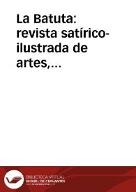 Portada:La Batuta: revista satírico-ilustrada de artes, literatura y teatros