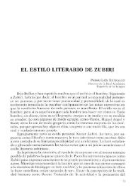 Portada:El estilo literario de Zubiri / Pedro Laín Entralgo