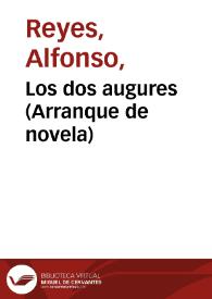 Portada:Los dos augures (Arranque de novela) / Alfonso Reyes