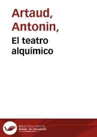 Portada:El teatro alquímico / Antonin Artaud