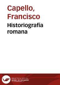 Portada:Historiografía romana / Francisco Capello