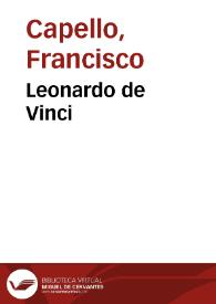 Portada:Leonardo de Vinci / Francisco Capello