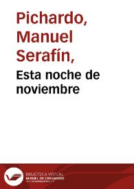 Portada:Esta noche de noviembre / Manuel S. Pichardo