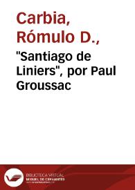 Portada:\"Santiago de Liniers\", por Paul Groussac / Rómulo D. Carbia