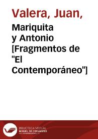 Portada:Mariquita y Antonio [Fragmentos de \"El Contemporáneo\"]
