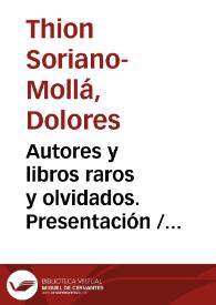 Portada:Autores y libros raros y olvidados. Presentación / Dolores Thion Soriano