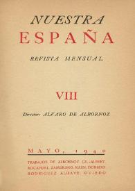 Portada:Nuestra España : Revista Mensual. Núm. 8, mayo de 1940