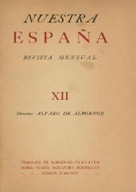 Portada:Nuestra España : Revista Mensual. Núm. 12, septiembre de 1940