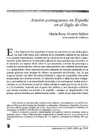Actores portugueses en España en el Siglo de Oro / María Rosa Álvarez Sellers | Biblioteca Virtual Miguel de Cervantes
