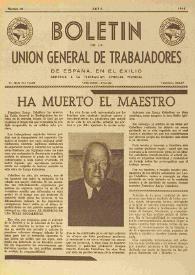 Portada:U.G.T. : Boletín de la Unión General de Trabajadores de España en Francia. Núm. 18, abril de 1946