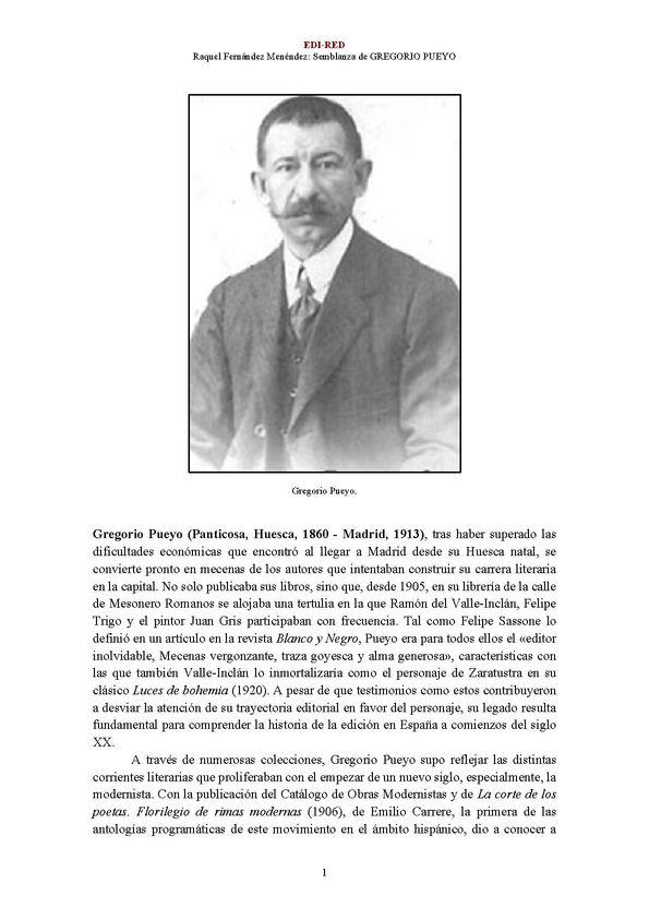 Gregorio Pueyo (Panticosa, Huesca, 1860 - Madrid, 1913) [Semblanza] / Raquel Fernández Menéndez | Biblioteca Virtual Miguel de Cervantes
