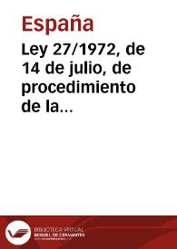 Portada:Ley 27/1972, de 14 de julio, de procedimiento de la coordinación de funciones de los Altos Órganos del Estado