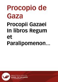 Portada:Procopii Gazaei In libros Regum et Paralipomenon scholia / Ioannes Meursius nunc primum graece edidit et latinam interpretationem adiecit