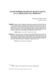 Portada:Los principios implícitos. Su relevancia en la aplicación del Derecho / Horacio-José Alonso Vidal