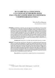 Portada:El tiempo de la consistencia y la libertad de decisión: bases para una reflexión sobre neurociencia y responsabilidad penal / Mercedes Pérez Manzano