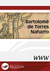 Portada:Bartolomé de Torres Naharro / edición y notas Julio Vélez-Sainz