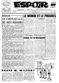 Portada:Espoir : Organe de la VIª Union régionale de la C.N.T.F. Num. 148, 1 novembre 1964