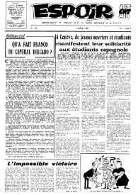 Portada:Espoir : Organe de la VIª Union régionale de la C.N.T.F. Num. 170, 4 avril 1965