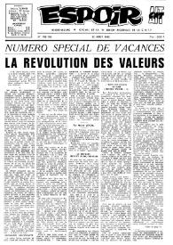 Portada:Espoir : Organe de la VIª Union régionale de la C.N.T.F. Num. 189-190, 22 août 1965, numéro spécial de vacances