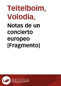 Portada:Notas de un concierto europeo [Fragmento] / Volodia Teitelboim