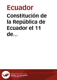 Portada:Constitución de la República de Ecuador el 11 de agosto 1869