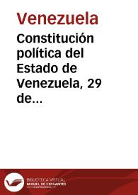 Portada:Constitución política del Estado de Venezuela, 29 de marzo de 1901