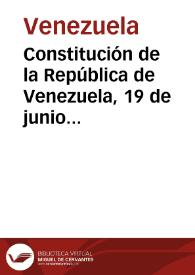 Portada:Constitución de la República de Venezuela, 19 de junio 1914