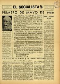 Portada:El Socialista (México D. F.). Año VIII, núm. 56, mayo de 1950