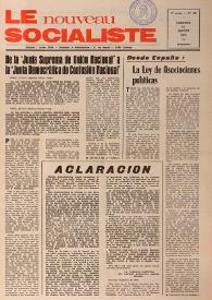 Portada:Le Nouveau Socialiste. 4e Année, numéro 66, mercredi 15 janvier 1975