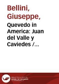 Portada:Quevedo in America: Juan del Valle y Caviedes / Giuseppe Bellini