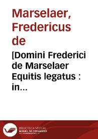Portada:[Domini Frederici de Marselaer Equitis legatus : in duos libros distributum]