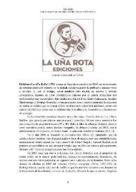 Portada:Ediciones La Uña Rota [editorial] (Segovia, 1996 - ) [Semblanza] / Pilar Martínez Olmo