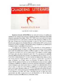 Quaderns Literaris (Barcelona, 1934-1938) [Semblanza] / Josep Mengual Català | Biblioteca Virtual Miguel de Cervantes