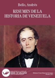 Portada:Resumen de la Historia de Venezuela / por Andrés Bello