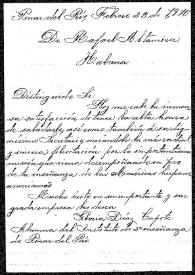 Portada:Carta de Gloria Díaz Capote, a Rafael Altamira. Pinar del Río, 23 de febrero de 1910