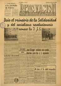 Portada:Renovación (Toulouse) : Boletín de Información de la Federación de Juventudes Socialistas de España. Núm. 42, 8 de mayo de 1946