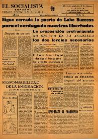 Portada:El Socialista Español : órgano central del P.S.O.E. Año IV, núm. 42, junio de 1949