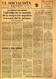 Portada:El Socialista Español : órgano central del P.S.O.E. Año IV, núm. 46, marzo de 1950