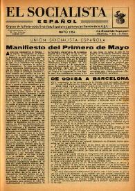 Portada:El Socialista Español : órgano central del P.S.O.E. Mayo de 1954