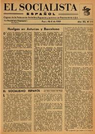 Portada:El Socialista Español : órgano central del P.S.O.E. Año XII, núm. 111, abril de 1958