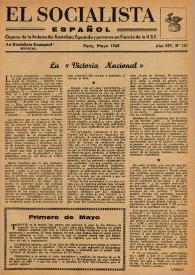 Portada:El Socialista Español : órgano central del P.S.O.E. Año XIV, núm. 127, mayo de 1960