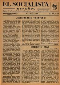Portada:El Socialista Español : órgano central del P.S.O.E. Año XIV, núm. 129, octubre de 1960