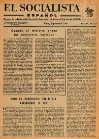 Portada:El Socialista Español : órgano central del P.S.O.E. Año XV, núm. 133, septiembre de 1961