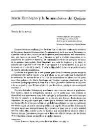 Portada:María Zambrano y la hermenéutica del Quijote / Francisco Gutiérrez Carbajo