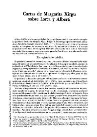 Cartas de Margarita Xirgu sobre Lorca y Alberti / Josep María Balcells