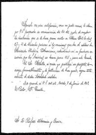 Portada:Carta de F. Canella a Rafael Altamira. Oviedo, 8 de junio de 1909