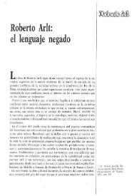 Portada:Roberto Arlt: el lenguaje negado / Raúl Crisafio