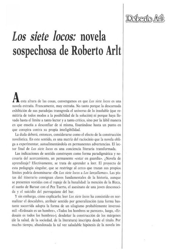 "Los siete locos": novela sospechosa de Roberto Arlt / Claudia Gilman | Biblioteca Virtual Miguel de Cervantes